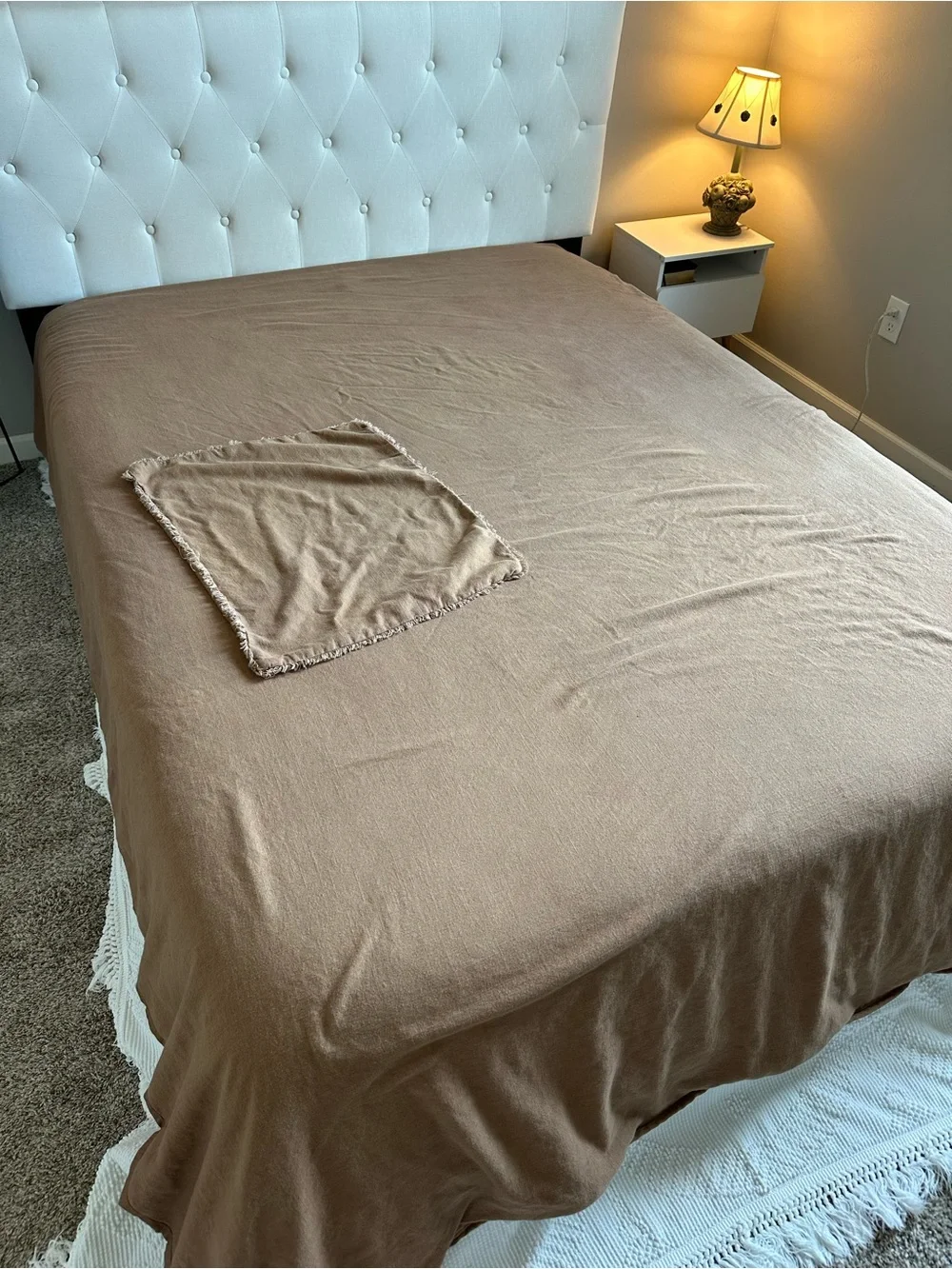 Casaluna Full Queen Solid Brown Rayon Linen Woven Duvet Cover Zip Breathable
